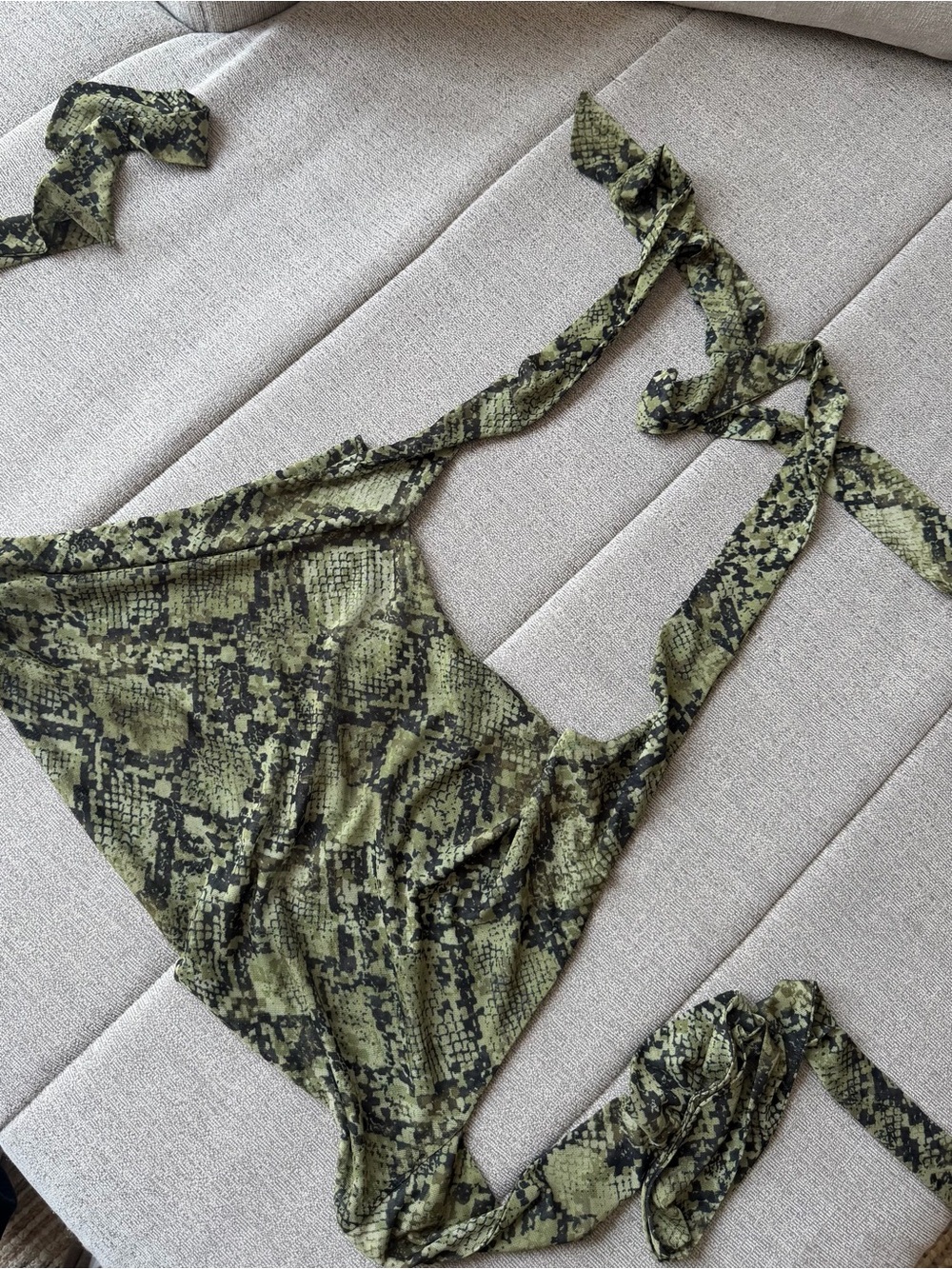 RESA Olive Green & Black Snake Print Tie Halter